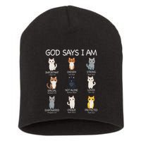 Funny Cat Ns God Says I Am Christian Cat Lover Short Acrylic Beanie