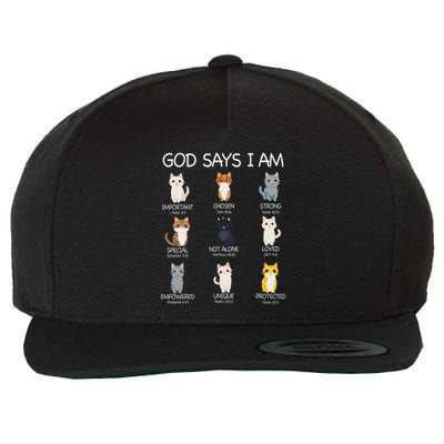 Funny Cat Ns God Says I Am Christian Cat Lover Wool Snapback Cap
