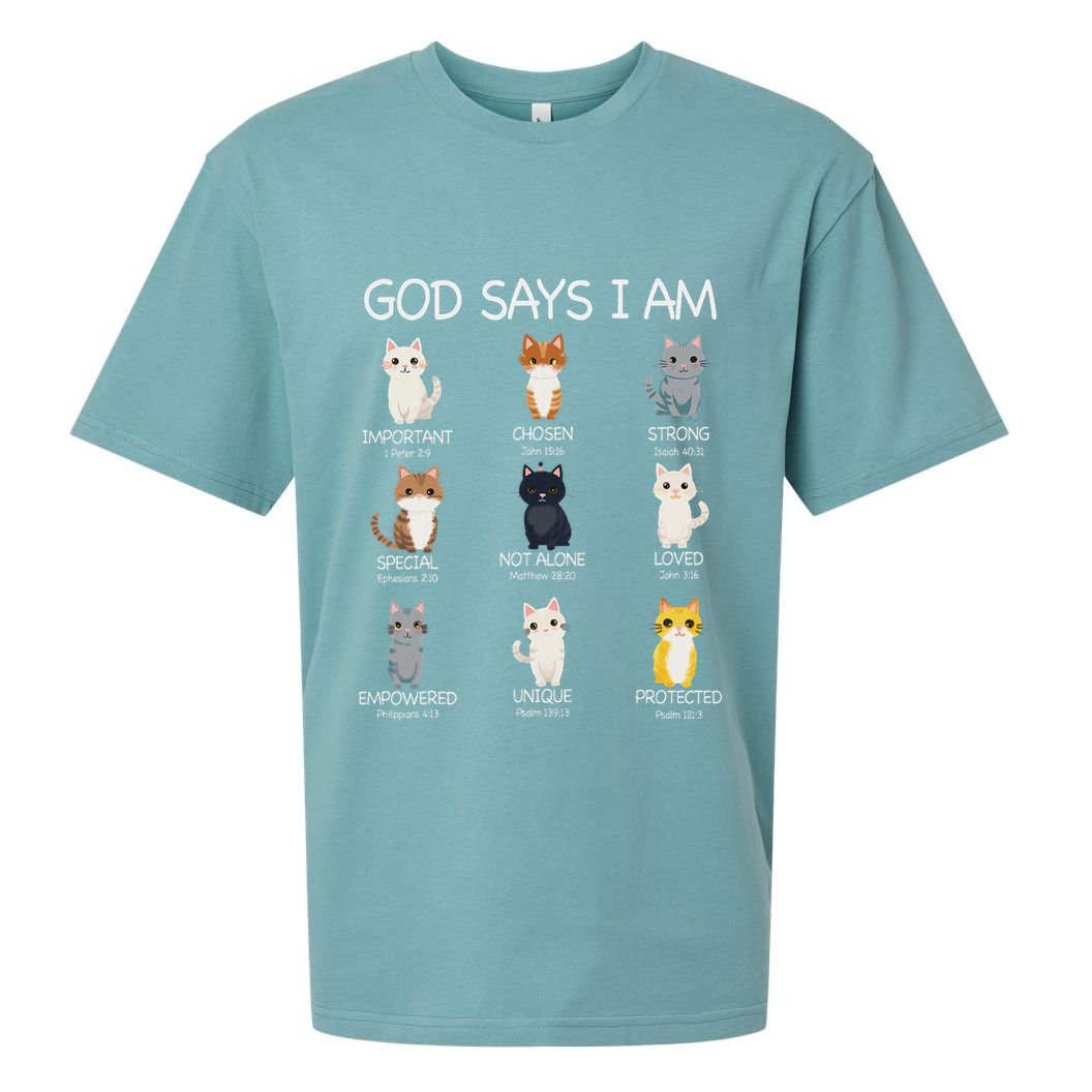 Funny Cat Ns God Says I Am Christian Cat Lover Sueded Cloud Jersey T-Shirt