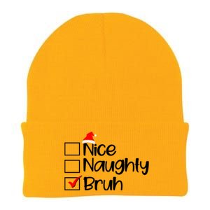 Funny Christmas Nice Naughty Bruh List Knit Cap Winter Beanie