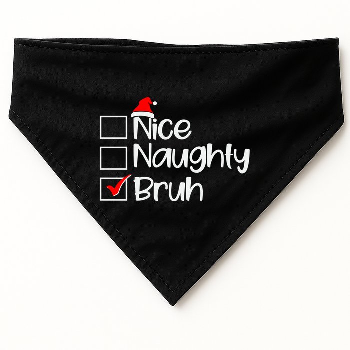 Funny Christmas Nice Naughty Bruh List USA-Made Doggie Bandana