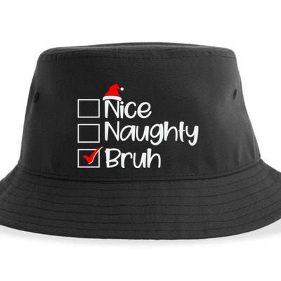 Funny Christmas Nice Naughty Bruh List Sustainable Bucket Hat