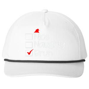 Funny Christmas Nice Naughty Bruh List Snapback Five-Panel Rope Hat