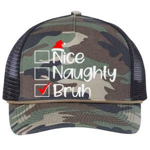 Funny Christmas Nice Naughty Bruh List Retro Rope Trucker Hat Cap