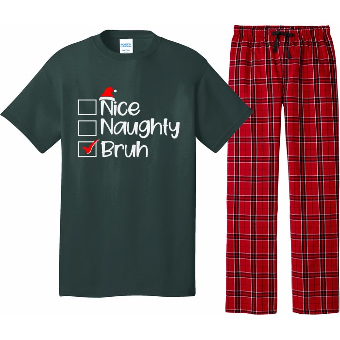 Funny Christmas Nice Naughty Bruh List Pajama Set