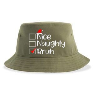 Funny Christmas Nice Naughty Bruh List Sustainable Bucket Hat