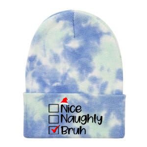 Funny Christmas Nice Naughty Bruh List Tie Dye 12in Knit Beanie