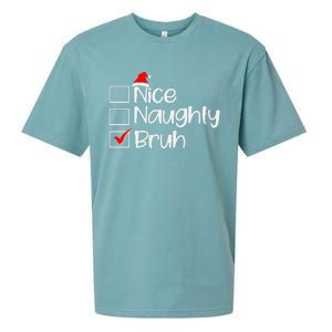 Funny Christmas Nice Naughty Bruh List Sueded Cloud Jersey T-Shirt