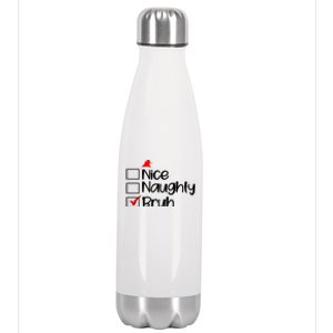 Funny Christmas Nice Naughty Bruh List Stainless Steel Insulated Water Bottle