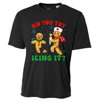 Funny Christmas Nurse Did You Try Icing It Gingerbread Man Gift Cooling Performance Crew T-Shirt