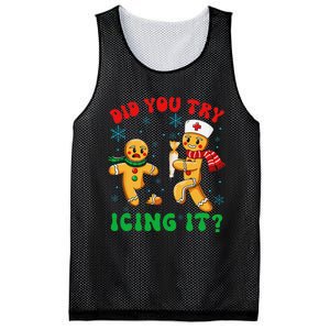 Funny Christmas Nurse Did You Try Icing It Gingerbread Man Gift Mesh Reversible Basketball Jersey Tank