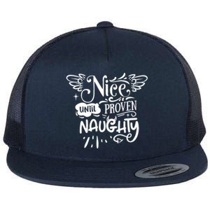 Funny Christmas Nice Until Proven Naughty Holiday Cute Gift Flat Bill Trucker Hat