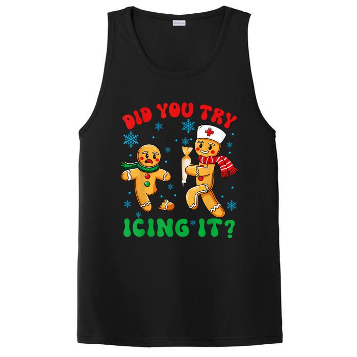 Funny Christmas Nurse Did You Try Icing It Gingerbread Man PosiCharge Competitor Tank