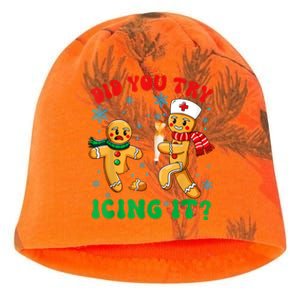 Funny Christmas Nurse Did You Try Icing It Gingerbread Man Kati - Camo Knit Beanie