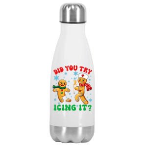 Funny Christmas Nurse Did You Try Icing It Gingerbread Man Stainless Steel Insulated Water Bottle