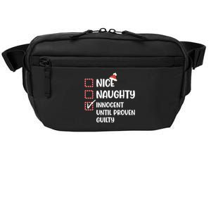 Funny Christmas Nice Naughty Innocent Until Proven Guilty Cute Gift Crossbody Pack