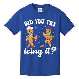 Funny Christmas Nurse Gingerbread Did You Try Icing It Meaningful Gift Kids T-Shirt