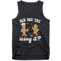 Funny Christmas Nurse Gingerbread Man Did You Try Icing It Tank Top