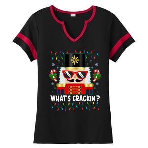 Funny Christmas Nutcracker Whats Crackin Ladies Halftime Notch Neck Tee