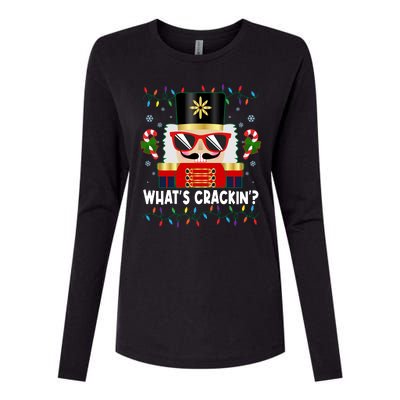 Funny Christmas Nutcracker Whats Crackin Womens Cotton Relaxed Long Sleeve T-Shirt