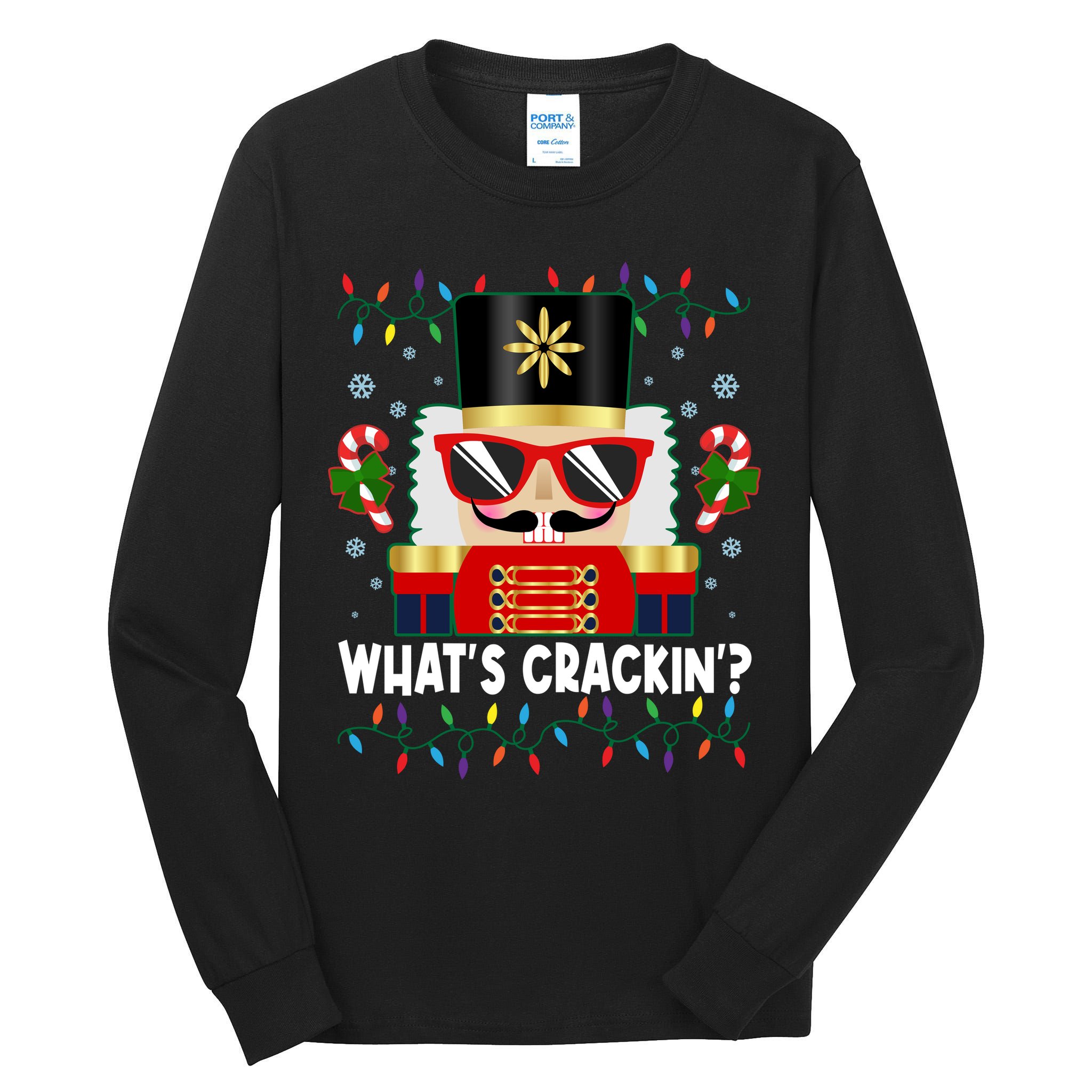 Funny Christmas Nutcracker Whats Crackin Tall Long Sleeve T-Shirt