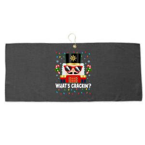 Funny Christmas Nutcracker Whats Crackin Large Microfiber Waffle Golf Towel