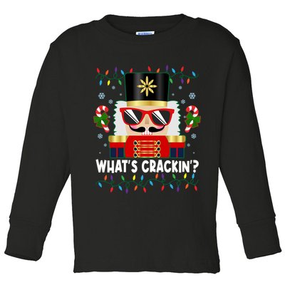 Funny Christmas Nutcracker Whats Crackin Toddler Long Sleeve Shirt