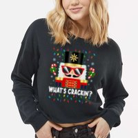 Funny Christmas Nutcracker Whats Crackin Cropped Pullover Crew