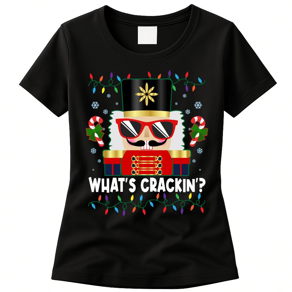 Funny Christmas Nutcracker Whats Crackin Womens T-Shirt