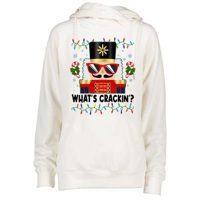 Funny Christmas Nutcracker Whats Crackin Womens Funnel Neck Pullover Hood