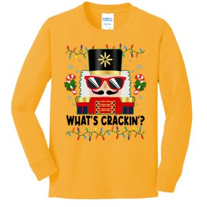 Funny Christmas Nutcracker Whats Crackin Kids Long Sleeve Shirt