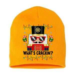 Funny Christmas Nutcracker Whats Crackin Short Acrylic Beanie