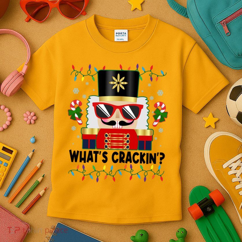Funny Christmas Nutcracker Whats Crackin Kids T-Shirt