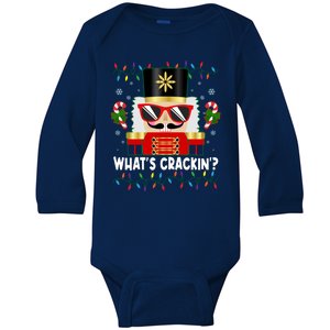 Funny Christmas Nutcracker Whats Crackin Baby Long Sleeve Bodysuit