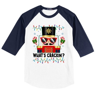 Funny Christmas Nutcracker Whats Crackin Baseball Sleeve Shirt