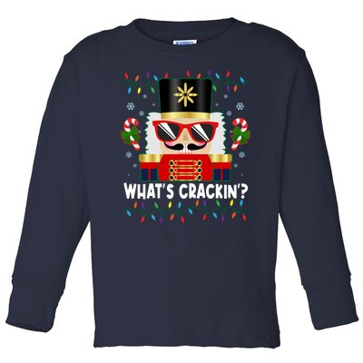 Funny Christmas Nutcracker Whats Crackin Toddler Long Sleeve Shirt