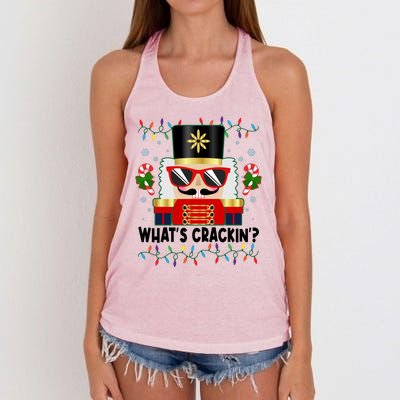 Funny Christmas Nutcracker Whats Crackin Women's Knotted Racerback Tank