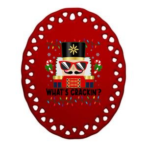 Funny Christmas Nutcracker Whats Crackin Ceramic Oval Ornament