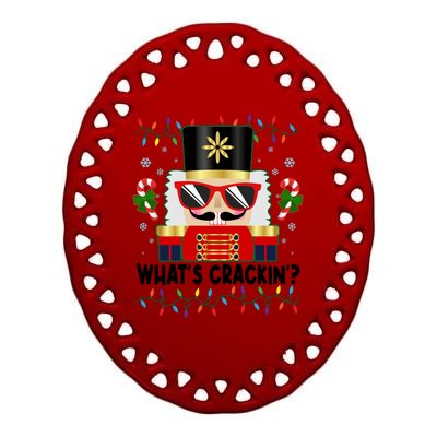 Funny Christmas Nutcracker Whats Crackin Ceramic Oval Ornament