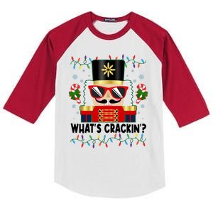 Funny Christmas Nutcracker Whats Crackin Kids Colorblock Raglan Jersey