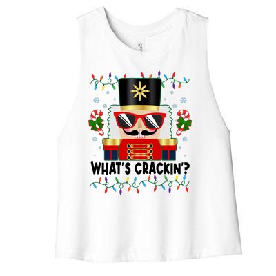 Funny Christmas Nutcracker Whats Crackin Women's Racerback Cropped Tank