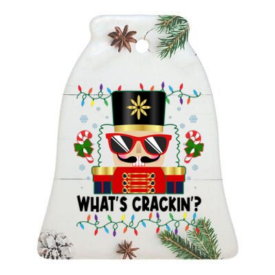 Funny Christmas Nutcracker Whats Crackin Ceramic Bell Ornament