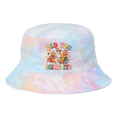 Funny Christmas Nurse Did You Try Icing It Gingerbread Man Tie Dye Newport Bucket Hat