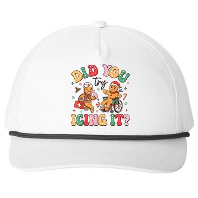 Funny Christmas Nurse Did You Try Icing It Gingerbread Man Snapback Five-Panel Rope Hat