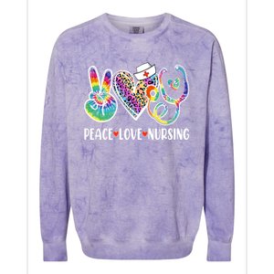 Funny Cute Nurse Peace Love Nursing Stethoscope Nurse Week Meaningful Gift Colorblast Crewneck Sweatshirt