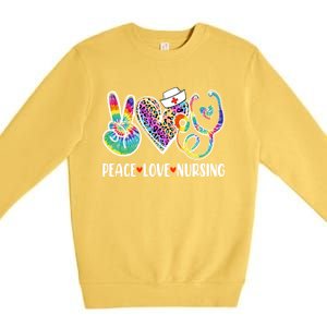 Funny Cute Nurse Peace Love Nursing Stethoscope Nurse Week Meaningful Gift Premium Crewneck Sweatshirt