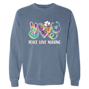 Funny Cute Nurse Peace Love Nursing Stethoscope Nurse Week Meaningful Gift Garment-Dyed Sweatshirt