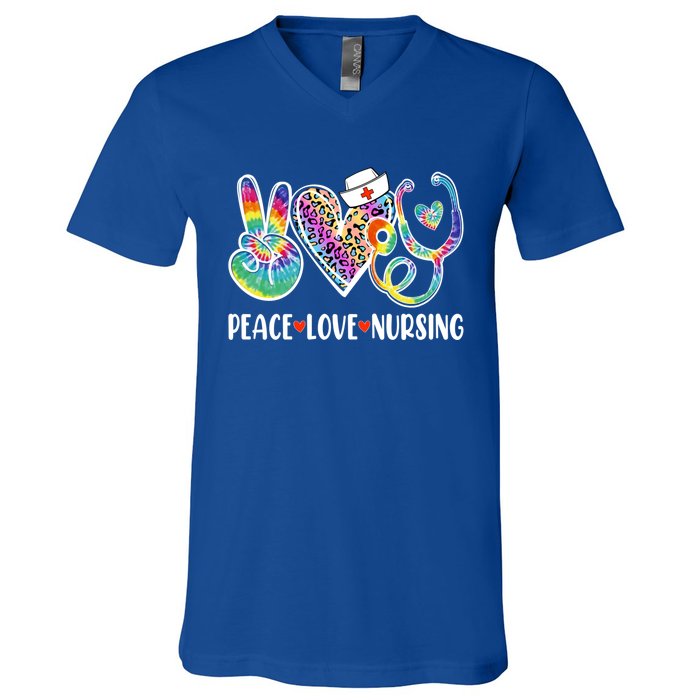 Funny Cute Nurse Peace Love Nursing Stethoscope Nurse Week Meaningful Gift V-Neck T-Shirt