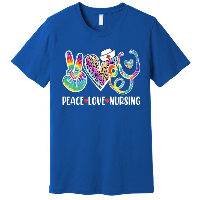 Funny Cute Nurse Peace Love Nursing Stethoscope Nurse Week Meaningful Gift Premium T-Shirt