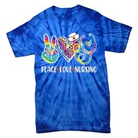 Funny Cute Nurse Peace Love Nursing Stethoscope Nurse Week Meaningful Gift Tie-Dye T-Shirt